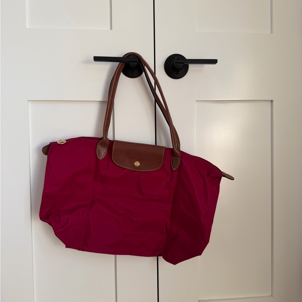 Longchamp Fuchsia and Brown Tote Bag